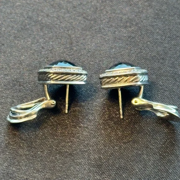 David Yurman Albion Black Onyx Earrings With Diamonds - Picture 2 of 3